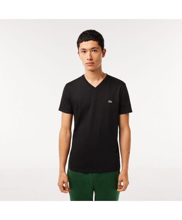 Lacoste Klassisk V-hals T-shirt i Sort til Herre (Regular Fit)
