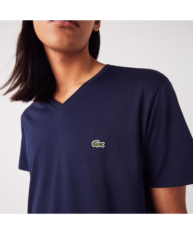 Lacoste Klassisk V-hals T-shirt i Navy til Herre (Regular Fit) billede 4