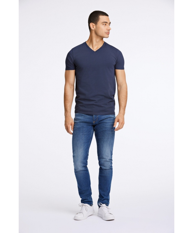 Lindbergh T-shirt m. v-hals i navy til herre billede 4