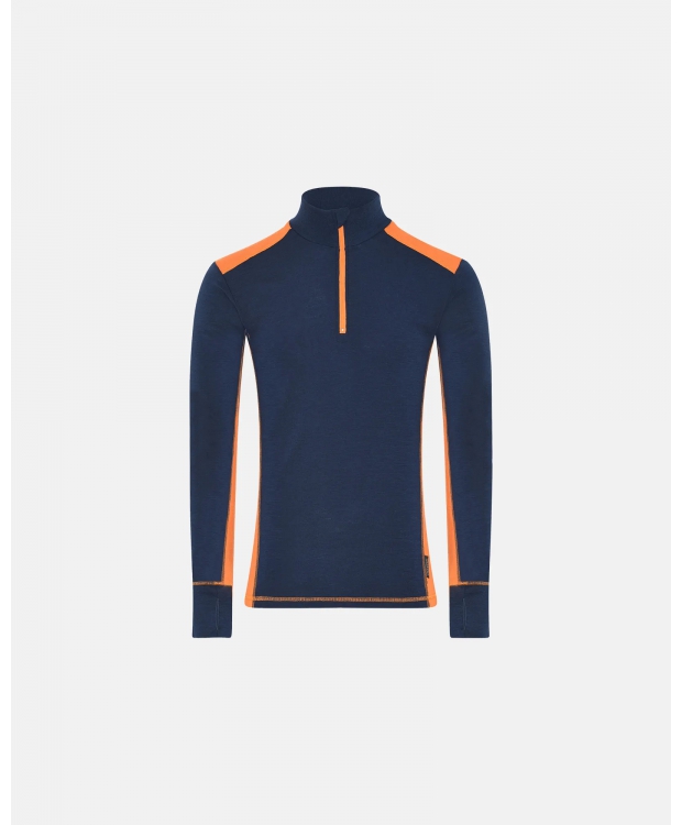 Dovre langærmet uldundertrøje m. lynlås i navy til herre.