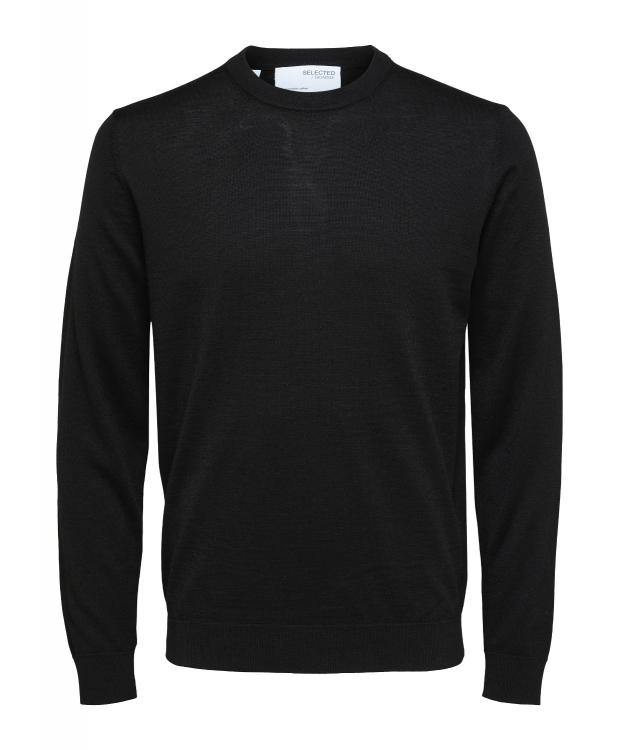 Selected sweatshirt i merinould i sort til herre