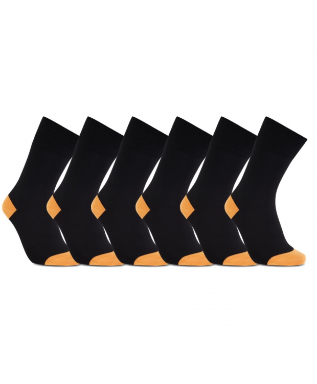 iZ Sock 6pak bambusstrømper i orange hæl og tå til unisex