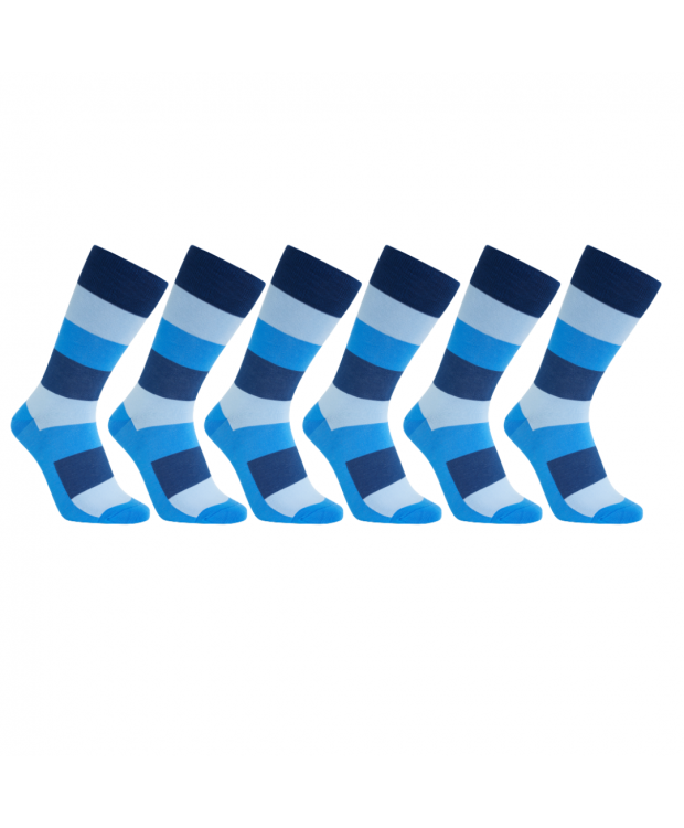 iZ Sock 6pak bambusstrømper med tykke striber i blå
