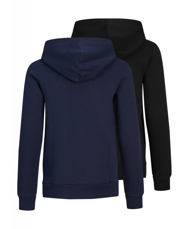 Jack & Jones Junior 2-pak hoodies i sort og navy til drenge