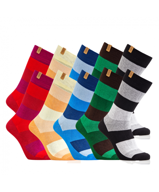 iZ Sock 10pak bambusstrømper med brede striber