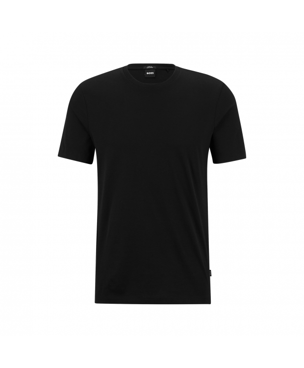 BOSS kortærmet merceriseret t-shirt i sort til herre| Slim fit|