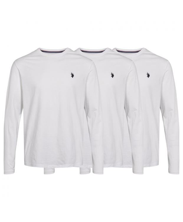 U.S POLO ASSN 3pak langærmet t-shirt i hvid til herre | Regular fit |