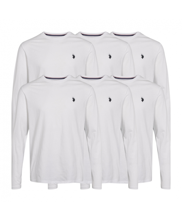 U.S POLO ASSN 6pak langærmet t-shirt i hvid til herre | Regular fit |