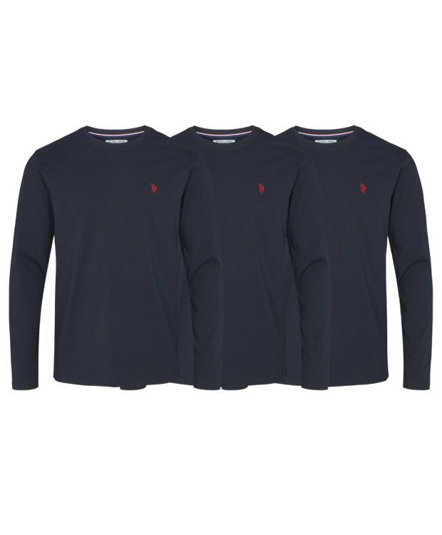 U.S POLO ASSN 3pak langærmet t-shirt i navy til herre | Regular fit |