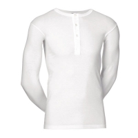 JBS langærmet bomulds t-shirt i hvid med knapper til herre