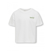 KIDS ONLY KOGMAIKEN Crop T-shirt i hvid til piger
