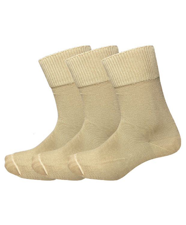Kilde® Comfort & Diabetes, 3pak bomulds ankelstrømper i beige. Unisex