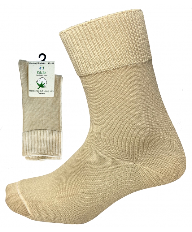 Kilde® Comfort & Diabetes, 6pak bomulds ankelstrømper i beige. Unisex