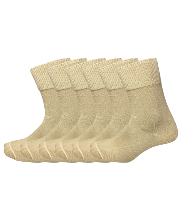 Kilde® Comfort & Diabetes, 6pak bomulds ankelstrømper i beige. Unisex