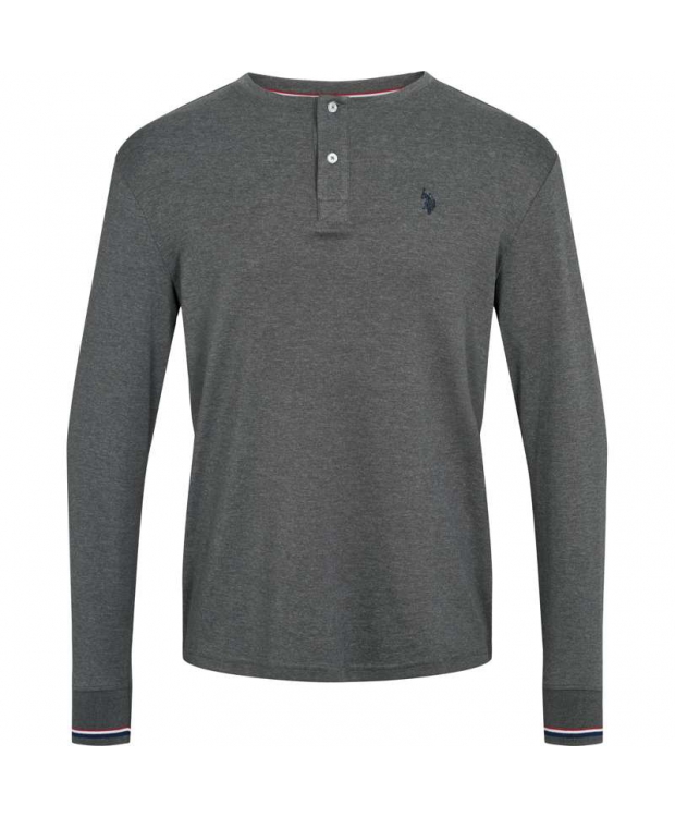 U.S POLO ASSN 3pak langærmet t-shirt m. knapper i grå til herre | Regular fit |