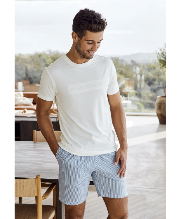 JBS of Denmark "Seersucker" stribet shorts i blå til herre