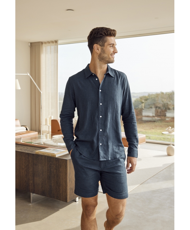 JBS of Denmark hør/bambusviskose shorts i navy til herre