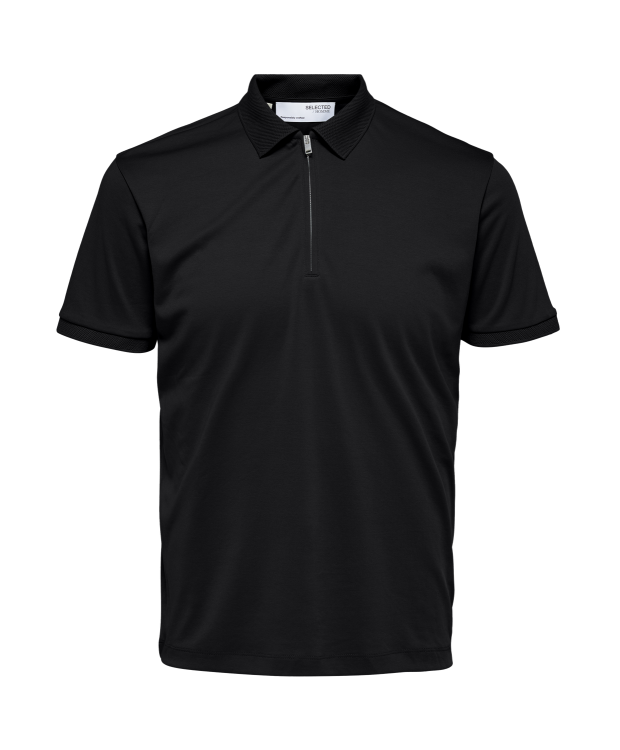 Selected Homme polo t-shirt med lynlås i sort til herre