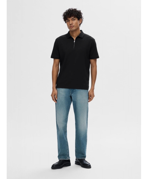 Selected Homme polo t-shirt med lynlås i sort til herre billede 4