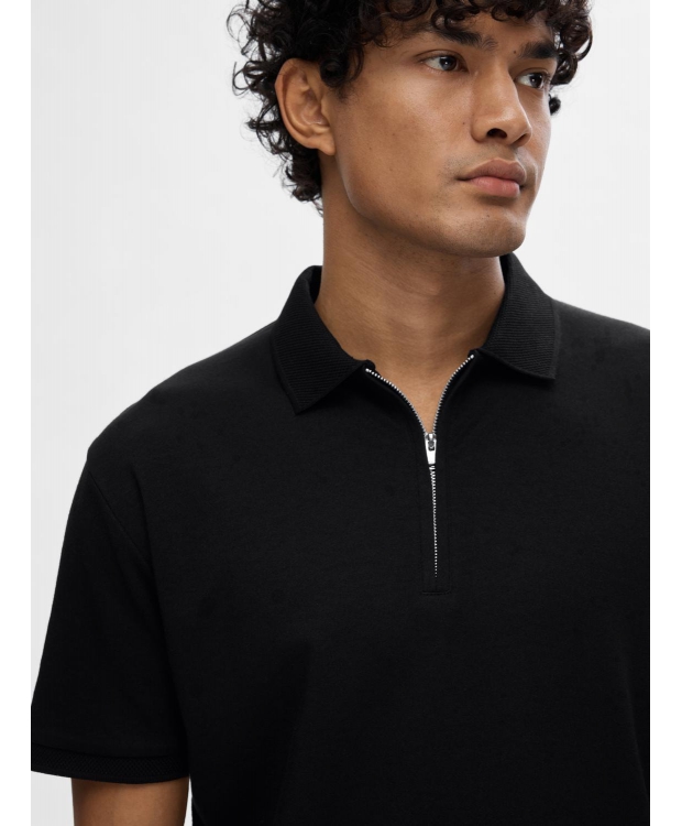 Selected Homme polo t-shirt med lynlås i sort til herre billede 5
