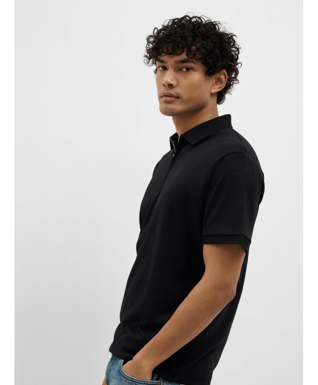 Selected Homme polo t-shirt med lynlås i sort til herre billede 6