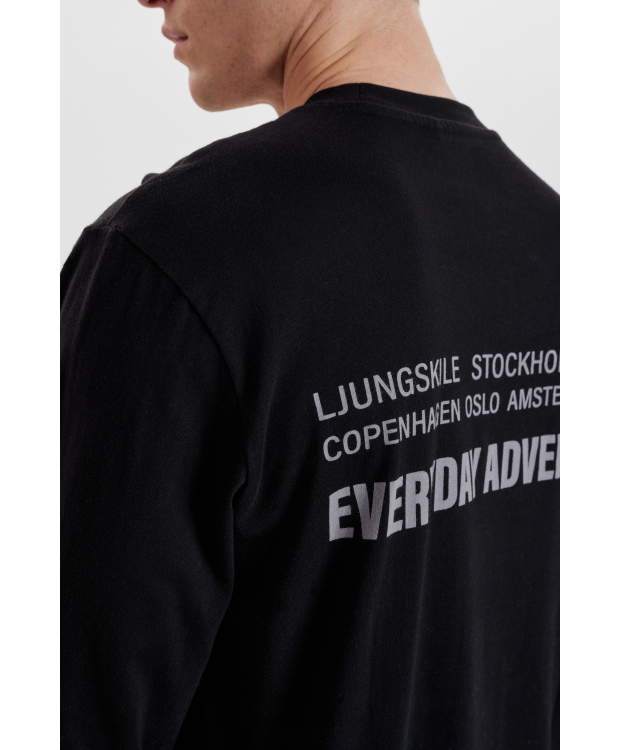 RESTERÖDS langærmet økologisk bomuld t-shirt m. print i sort til herre billede 5