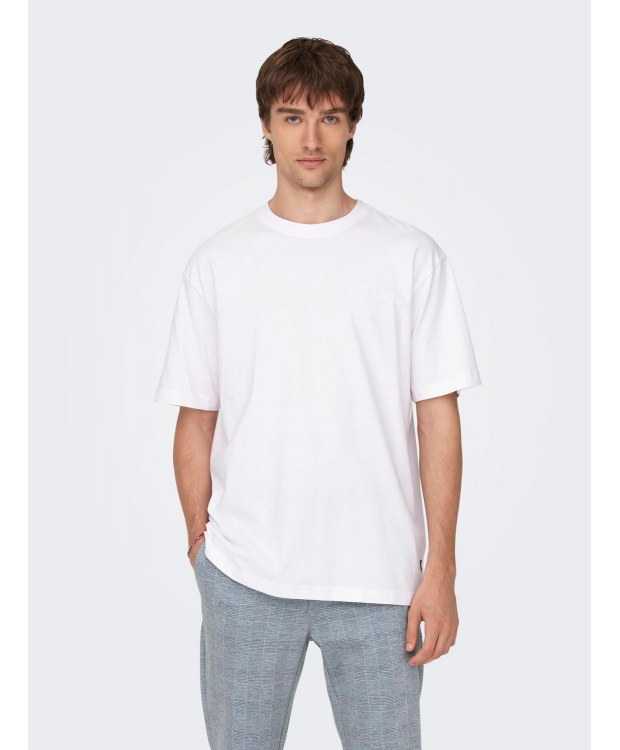 ONLY & SONS t-shirt i hvid til herre | Relaxed fit | billede 3