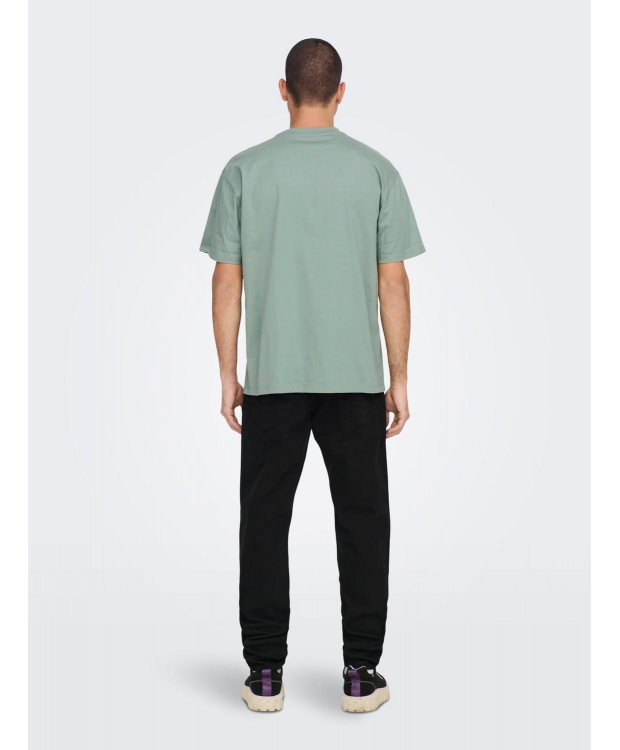 ONLY & SONS t-shirt i lysegrøn til herre | Relaxed fit | billede 4