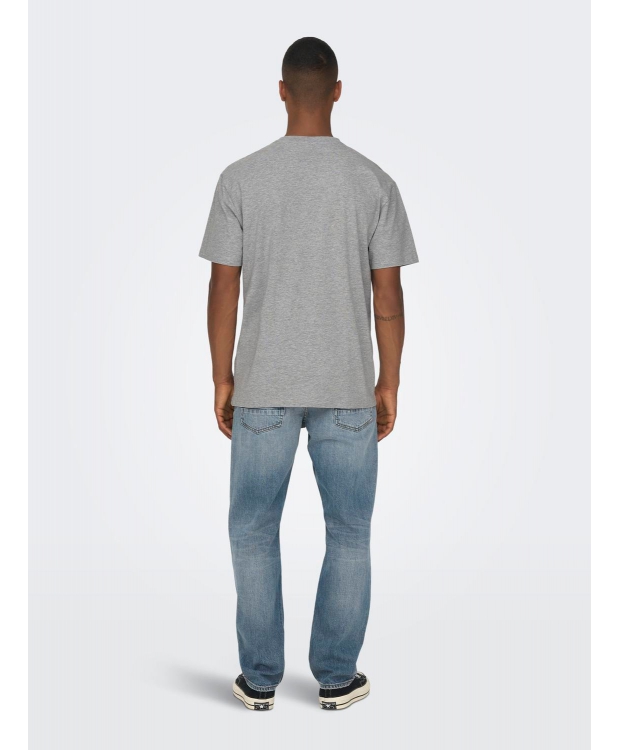 ONLY & SONS t-shirt i grå til herre | Relaxed fit | billede 4