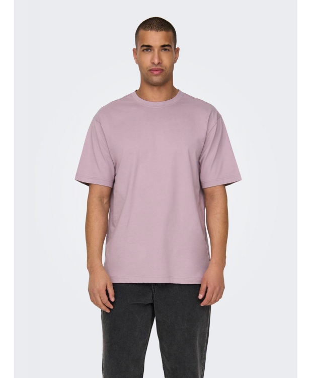 ONLY & SONS t-shirt i laksefarvet til herre | Relaxed fit | billede 3