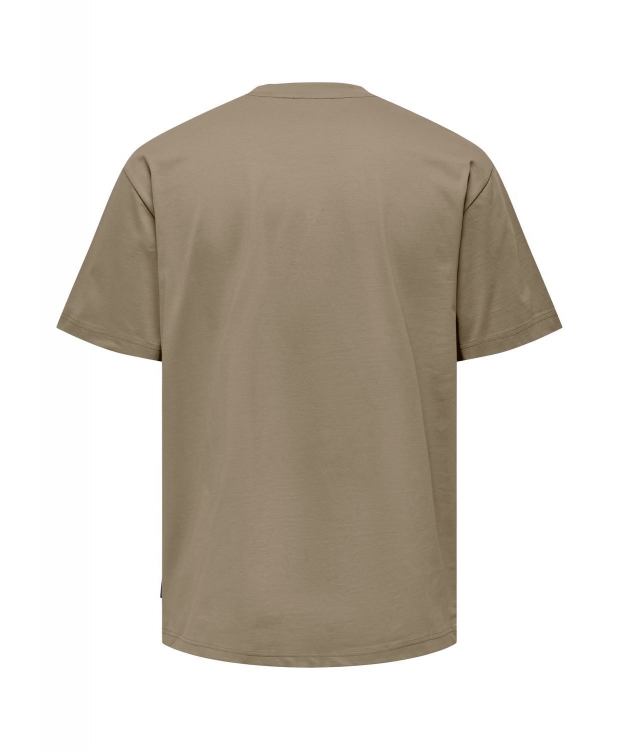 ONLY & SONS t-shirt i mørke beige til herre | Relaxed fit |