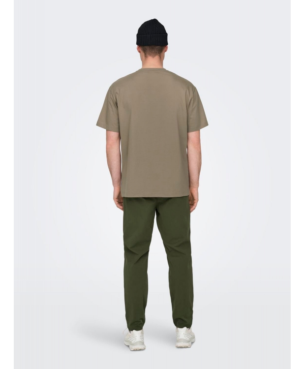ONLY & SONS t-shirt i mørke beige til herre | Relaxed fit | billede 4