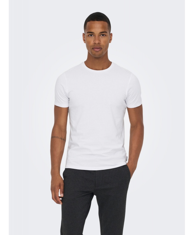 ONLY & SONS 2pak t-shirt i hvid til herre | Slim fit | billede 4