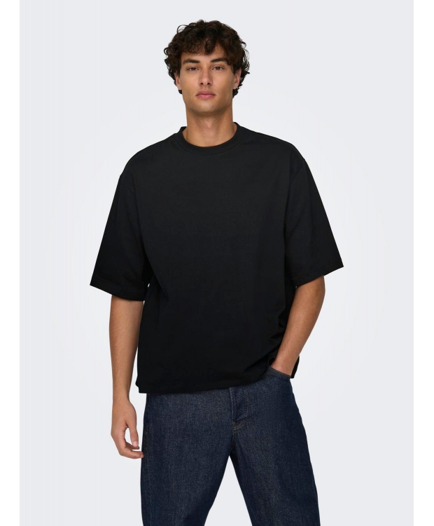 ONLY & SONS t-shirt i sort til herre | Oversized fit | billede 3