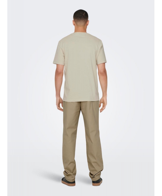 ONLY & SONS t-shirt i beige til herre | Regular fit | billede 4