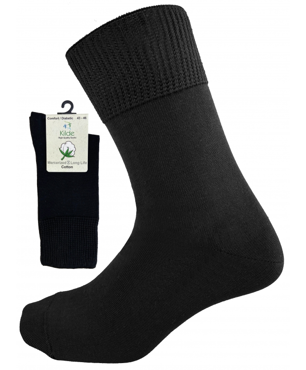Kilde® Comfort & Diabetes, bomulds strømper i sort. Unisex