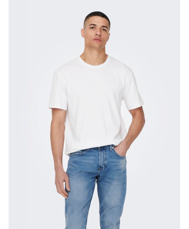 ONLY & SONS t-shirt i hvid til herre | Regular fit |
