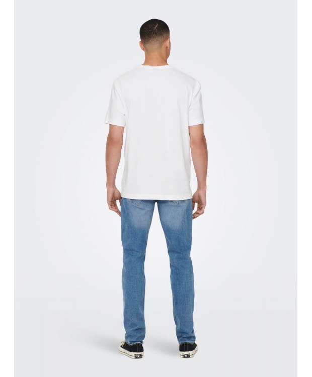 ONLY & SONS t-shirt i hvid til herre | Regular fit | billede 4