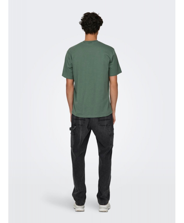 ONLY & SONS t-shirt i grøn til herre | Regular fit | billede 4