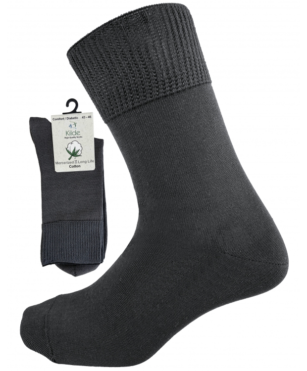 Kilde® Comfort & Diabetes, bomulds ankelstrømper i mørkegrå. Unisex