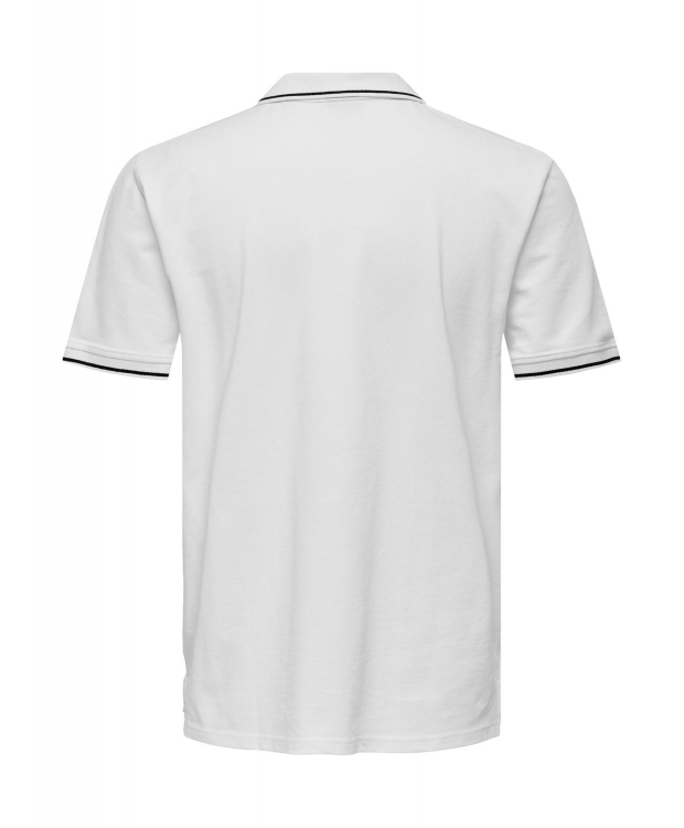 ONLY & SONS polo t-shirt i hvid til herre | Regular fit | billede 3