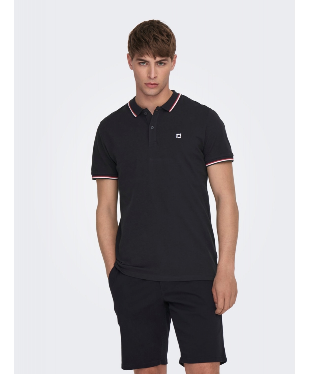 ONLY & SONS polo t-shirt i navy til herre | Regular fit | billede 3