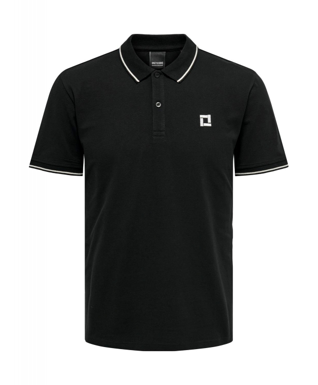 ONLY & SONS polo t-shirt i sort til herre | Regular fit |