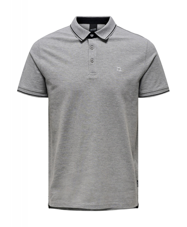 ONLY & SONS polo t-shirt i grå til herre | Regular fit |