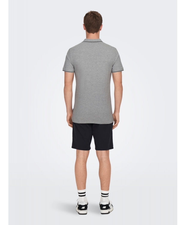 ONLY & SONS polo t-shirt i grå til herre | Regular fit | billede 4