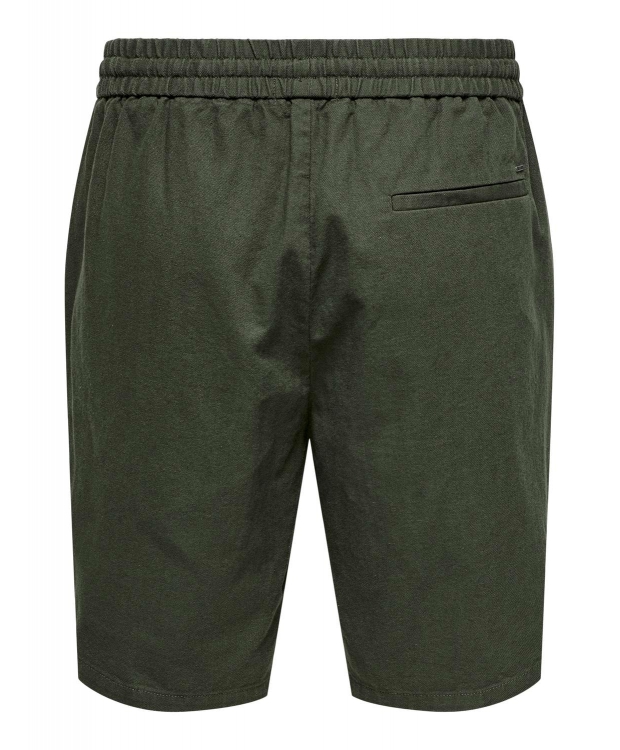 ONLY & SONS shorts i bomuld-hør blanding i mørkegrøn til herre