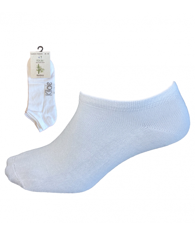 Kilde® Comfort & Diabetes “Low Cut” Bambus strømper i hvid. Unisex billede 3