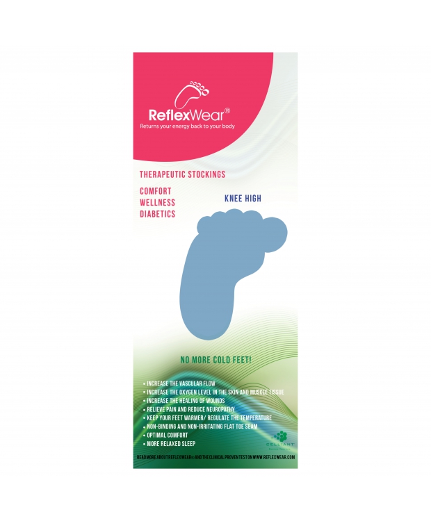 ReflexWear® Comfort & Diabetes, tynde knæstrømper i sort. Unisex