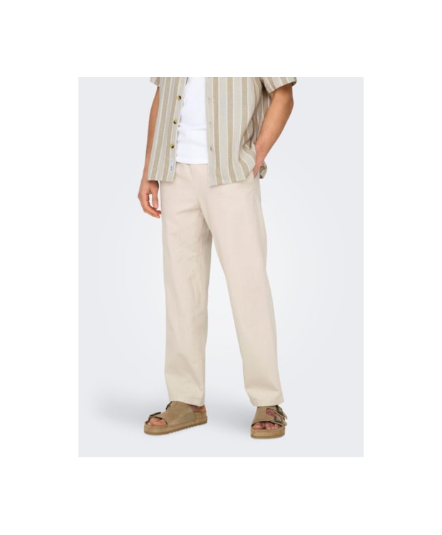 ONLY & SONS Hørbukser Loose Fit i beige til herre billede 3