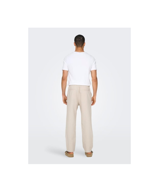 ONLY & SONS Hørbukser Loose Fit i beige til herre billede 4